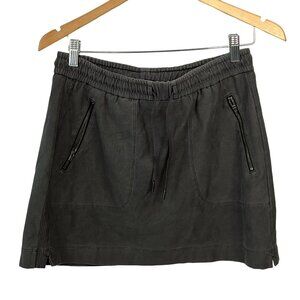 Athleta Skirt Size 4 Gray Elastic Waist Mini Skirt Zipper Pockets Cotton Spandex